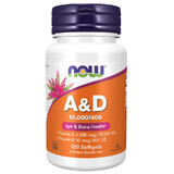 Now Foods A&D, vitamina A 10 000 UI + vitamina D 400 UI, 100 capsule