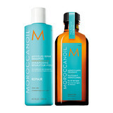 Shampoo riparatore + Olio di trattamento originale, 250 ml + 100 ml, Moroccanoil