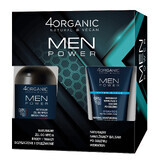 4Organic Men Power set, gel detergente per barba e viso, 200 ml + balsamo idratante dopo barba, Sensitive, 150 ml