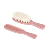 Canpol Babies Gold Set, spazzola per capelli con setole naturali, rosa, 1 pz. + pettine, rosa, 1 pz.