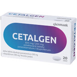 Glenmark Cetalgen 500 mg/200 mg, 20 tablets