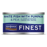 Fish4Dogs Finest cibo in scatola per cani Finest pesce bianco con zucca e piselli 85 g