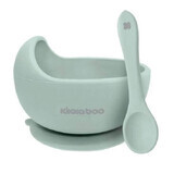 Set pappa 2 pezzi, ciotola in silicone con ventosa e cucchiaino Yummy, verde, Kikka Boo