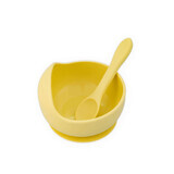 Ciotola con ventosa e cucchiaio in silicone, Pale Yellow, Oaki