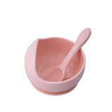 Ciotola con ventosa e cucchiaio in silicone, Pale Pink, Oaki