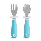 Set forchetta e cucchiaio per bambini Raise, 12 mesi+, Blu, Munchkin
