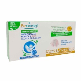 Puressentiel Respirazione - Igiene Nasale Monodose Bebè Calendula BIO, 30 x 5ml