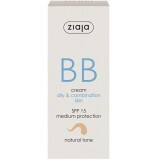 BB cream con SPF 15 tonalità naturale per pelli grasse e miste, 50 ml, Ziaja