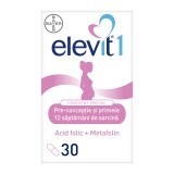 Elevit 1, Multivitaminici per pre-concezione e gravidanza - Primo trimestre di gravidanza, 30 compresse, Bayer