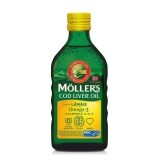 Olio di fegato di merluzzo Omega 3 al gusto di limone, 250 ml, Moller's