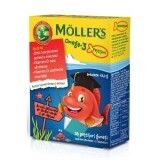 Pesce gommoso con Omega-3 al gusto di lime e fragola, 36 gelatine, Moller's