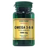 Premium Omega 3-6-9 Olio di semi di lino 1000 mg, 30 capsule, Cosmopharm