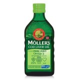 Olio di fegato di merluzzo Omega 3, Vitamina A-D-E, gusto mela verde, 250 ml, Moller's