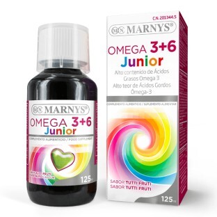 Omega 3+6 Junior, 100% vegano, 125 ml, Marnys