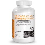 Acido Folico 800 mcg e Vitamina B12 1000 mcg, 60 capsule, Bronson