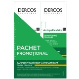 Pacchetto shampoo antiforfora per capelli secchi, Dercos, 2x200 ml, Vichy