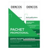 Pacchetto shampoo antiforfora per cuoio capelluto sensibile, Dercos, 2x200 ml, Vichy