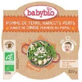 Purea Bio Menu di carote, fagiolini e fettine di carne di tacchino di fattoria, 230g, BabyBio, BabyBio