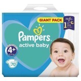 Pannolini Active Baby n. 4+, 10-15 kg, 70 pezzi, Pampers