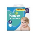 Pannolini Active Baby n. 5, 11-16 kg, 64 pezzi, Pampers