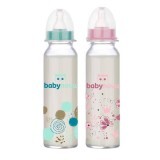Bottiglia in vetro decorato, 0-24 mesi, 240 ml, BabyNova