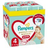 Pannolini Pantaloni Premium Care XXL Box, n. 4, 9-15 kg, 114 pezzi, Pampers
