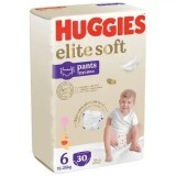 Pantaloni per pannolini Elite Soft, n. 6, 15-25 kg, 30 pezzi, Huggies