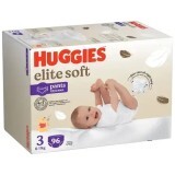 Pantaloni per pannolini Elite Soft, n. 3, 6-11 kg, 96 pezzi, Huggies