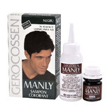 Shampoo colorante per uomo Manly nero, 25ml, Gerocossen