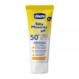 Crema solare minerale SPF 50+ Baby Moments, 0 mesi+, 75 ml, Chicco