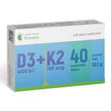 Vitamina D3 4000 UI + Vitamina K2 150 mcg, 40 compresse rivestite con film, Remedia