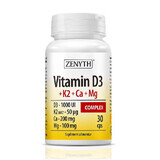 Complesso Vitamina D3+K2+Ca+Mg, 30 capsule, Zenyth