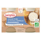 Crema allo yogurt con pere e cannella, 2x130 gr, BabyBio