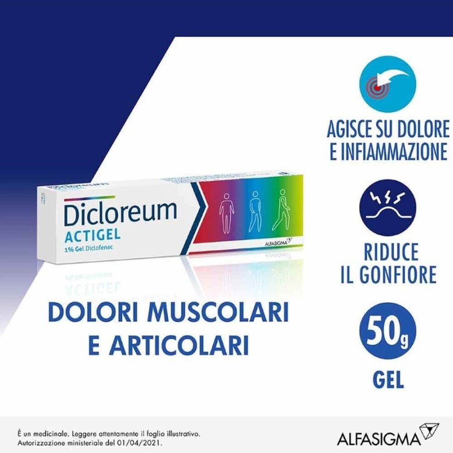 Dicloreum Actigel 1% Alfasigma 50g