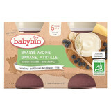 Crema di Latte d'Avena con Banane e Mirtilli, 2x130 gr, BabyBio