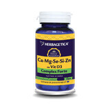 Ca+Mg+Se+Si+Zn organico con vitamina D3, 60 capsule, Herbagetica