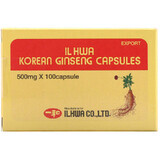 Capsule con polvere di radice di ginseng coreano 500mg, 50 capsule, Ilhwa