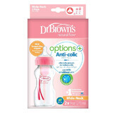 Confezione di biberon anticoliche a collo largo Options+ Rosa, 270 ml, 2 pz, Dr Browns