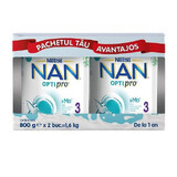 Pacchetto di Nan 3 OptiPro Premium Milk Powder Formula, 2x 800 gr, Nestle