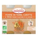 Purea di patate, carote e vitello bio, +8 mesi, 2x200g, BabyBio