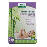 Pannolino Bamboo Baby n. 2, 3 -8 Kg, 30 pezzi, Aleva Naturals