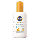 Spray protettivo solare per bambini SPF 50+ Sensitive Protect, 200 ml, Nivea