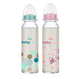 Bottiglia in vetro decorato, 0-24 mesi, 240 ml, BabyNova