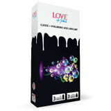 Set di 3 preservativi in ​​lattice Classic + 3 bustine di lubrificante con Acido Ialuronico, LovePlus
