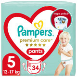 Pannolini mutandina Pampers Premium Care Pants, misura 5, 12-17 kg, 34 pezzi