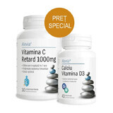 Calcio con vitamina D3 + Vitamina C Retard 1000 mg, 40 + 30 compresse, Alevia