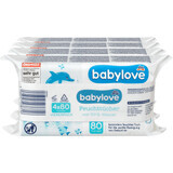 Babylove Salviette umidificate 99% acqua 4x80pz, 320 pz