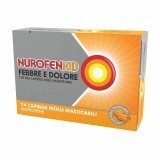 Nurofenkid Febbre e Dolore 100 mg, Gusto arancia, 24 capsule molli masticabili, Reckitt Benckiser