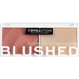 Revolution Relove Color Play Blushed Blush Duo Palette e Illuminatore Kindness, 2,9 g
