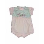 Pagliaccetto tutina bimba neonato mezza manica Ellpi bianco rosa 6 m